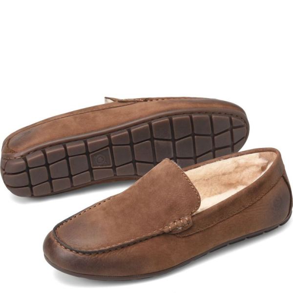 Born | Men's Allan Shearling Slippers - Carafe Nubuck (Brown) | Quick Ship