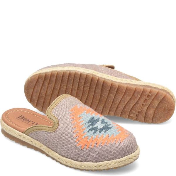 Born | Women's Gretta Clogs - Taupe Cotton Fabric (Multicolor) | Quick Ship