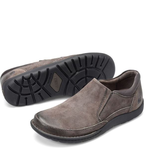 Born | Men's Nigel Slip On Slip-Ons & Lace-Ups - Grey Combo Distressed (Grey) | Quick Ship