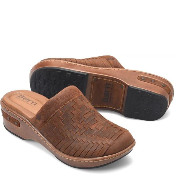 Born | Women's Yucatan Distressed Clogs - Glazed Ginger (Brown) | Quick Ship