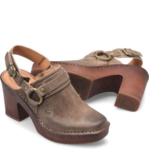 Born | Women's Hudson Clogs - Taupe Distressed (Tan) | Quick Ship