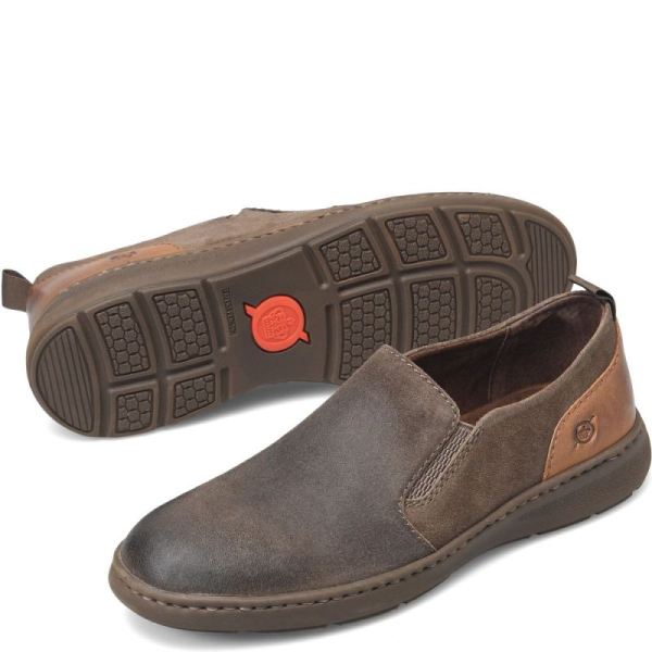 Born | Men's Morgan Slip-Ons & Lace-Ups - Dark Mud Distressed (Grey) | Quick Ship