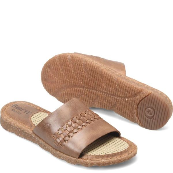 Born | Women's Trenza Basic Sandals - Light Tan Woven (Tan) | Quick Ship