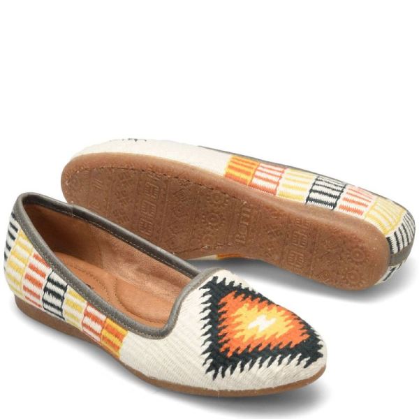 Born | Women's Giselle Flats - White Cotton Fabric (Multicolor) | Quick Ship