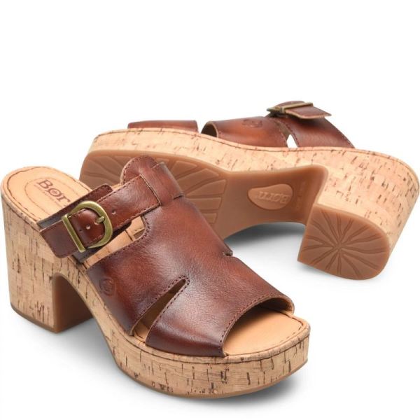 Born | Women's Brooklan Sandals - Dark Tan Bourbon (Brown) | Quick Ship