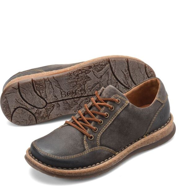 Born | Men's Bronson Slip-Ons & Lace-Ups - Dark Concrete Distressed (Grey) | Quick Ship