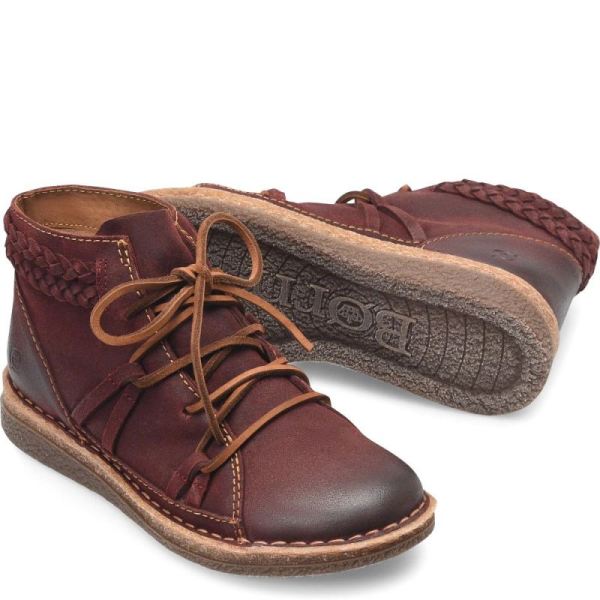 Born | Women's Temple II Boots - Dark Brick Distressed (Red) | Quick Ship