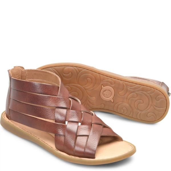 Born | Women's Iwa Woven Sandals - Dark Tan Bourbon (Brown) | Quick Ship