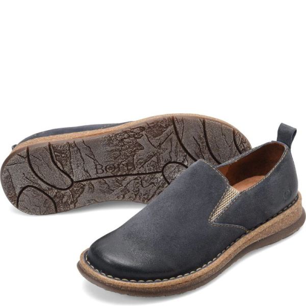 Born | Men's Bryson Slip-Ons & Lace-Ups - Dark Jeans Distressed (Blue) | Quick Ship