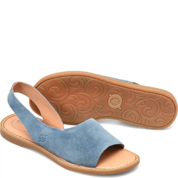 Born | Women's Inlet Sandals - Jeans Suede (Blue) | Quick Ship