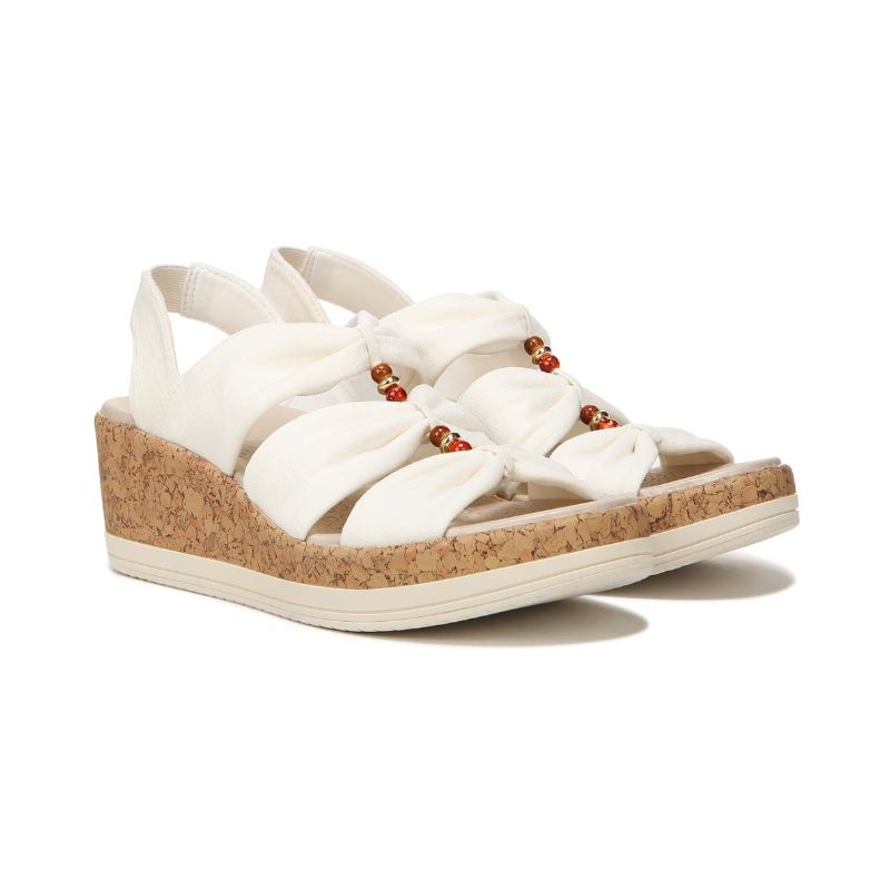 Bzees Women's Roma Sandal Wedge-White Fabric | Canada Outlet