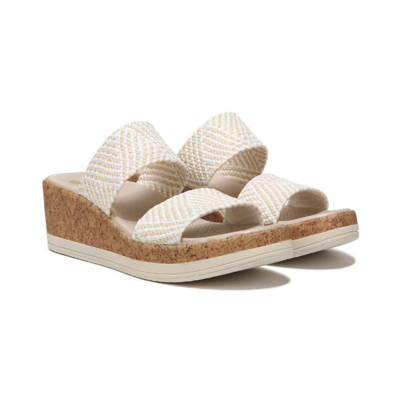 Bzees Women's Resort Wedge Sandal-White Raffia Fabric | Canada Outlet