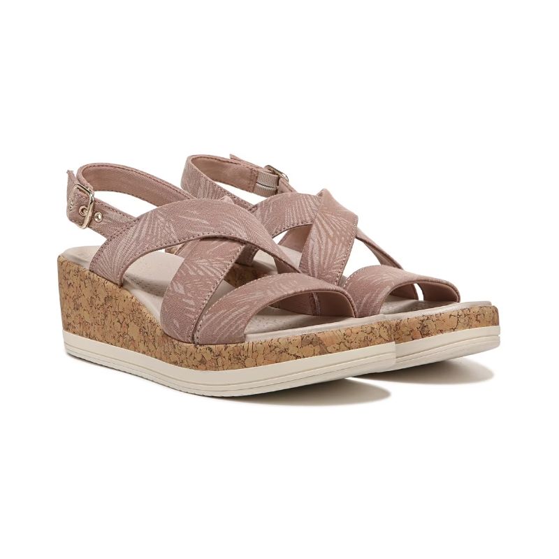 Bzees Women's Radiant Wedge Sandal-Brown Palm Fabric | Canada Outlet