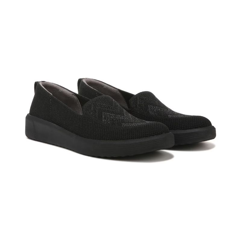 Bzees Women's March On Moc Slip On-Black Chevron Knit | Canada Outlet