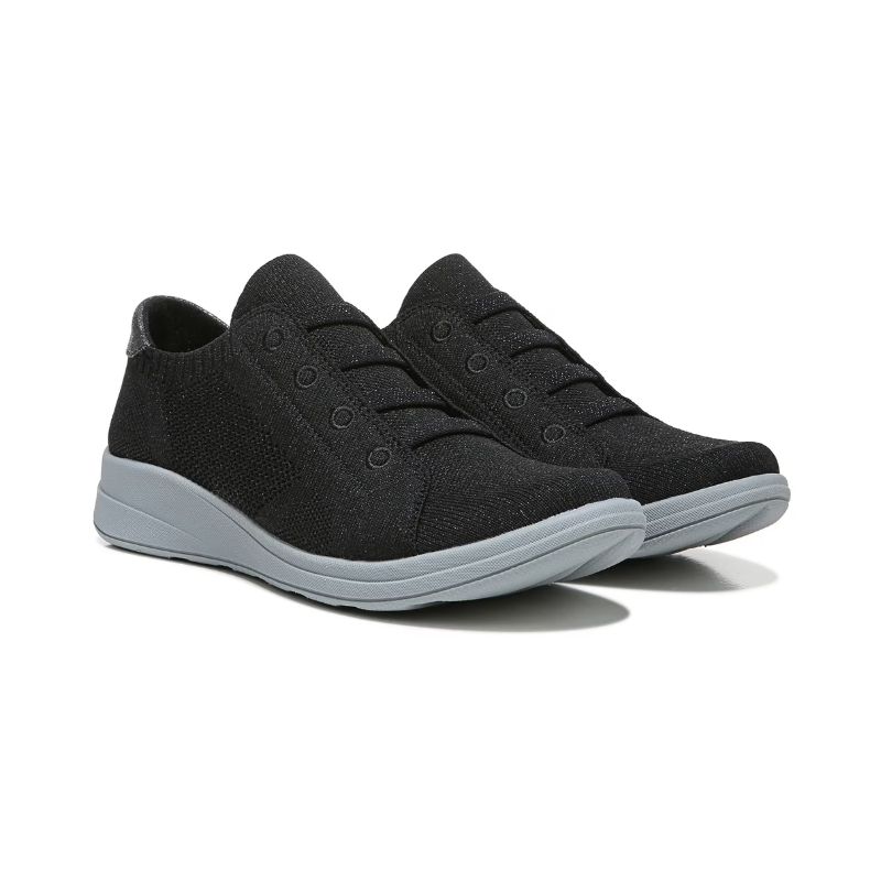 Bzees Women's Golden Knit Slip On Sneaker-Metallic Black | Canada Outlet