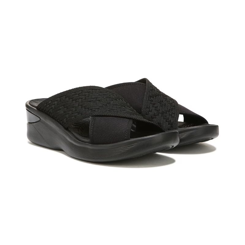 Bzees Women's Sundance Wedge Sandal-Black Fabric | Canada Outlet