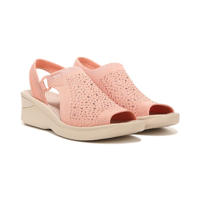 Bzees Women's Star Bright Sandal-Peach Rhinestone Knit | Canada Outlet
