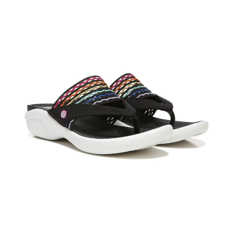 Bzees Women's Cabana Flip Flop Sandal-Black/Multi Ripple Gore | Canada Outlet