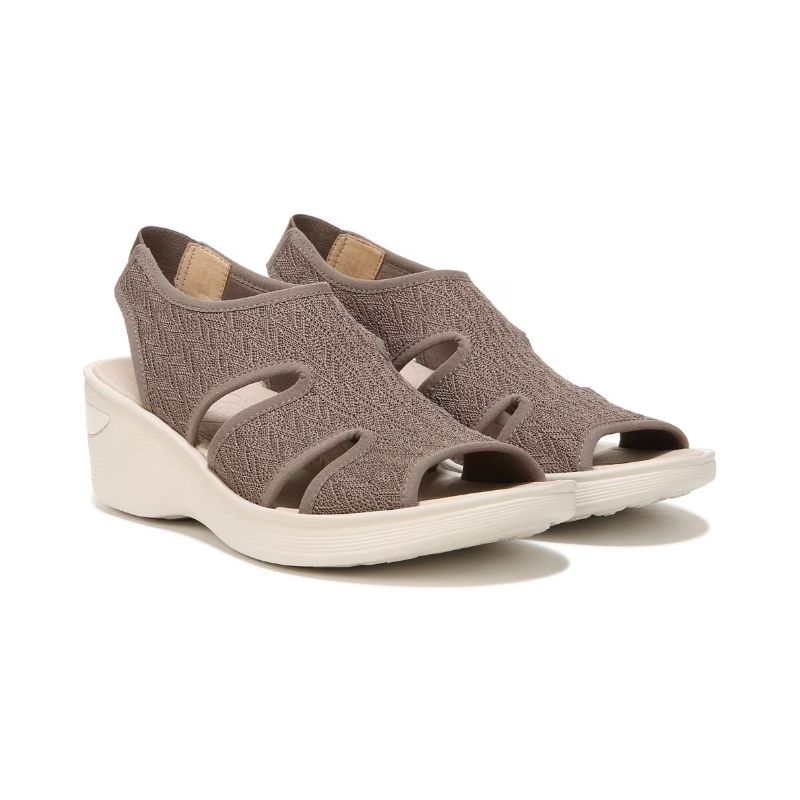 Bzees Women's Daytona Slingback Wedge Sandal-Brown Knit | Canada Outlet