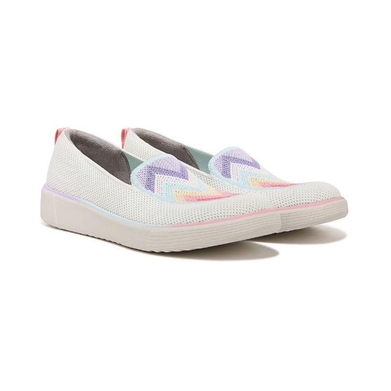 Bzees Women's March On Moc Slip On-White Chevron Knit | Canada Outlet
