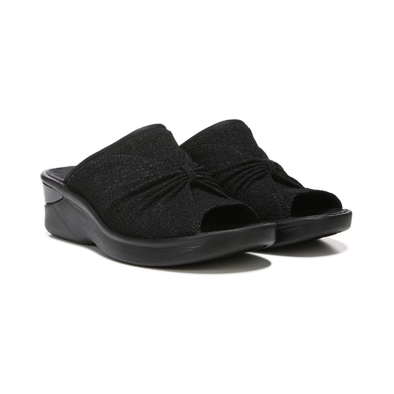 Bzees Women's Sunburst Slide Wedge Sandal-Black Fabric | Canada Outlet