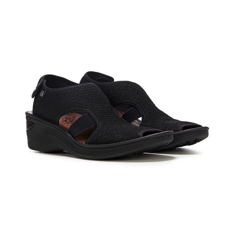 Bzees Women's Dream Wedge Sandal-Black Fabric | Canada Outlet
