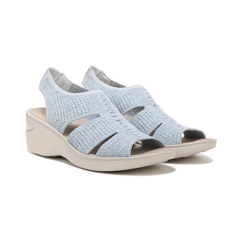 Bzees Women's Double Up Slingback Wedge Sandal-Sky Blue Knit | Canada Outlet