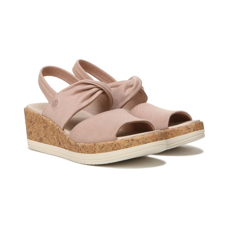 Bzees Women's Remix It Slingback Wedge Sandal-Brown Fabric | Canada Outlet