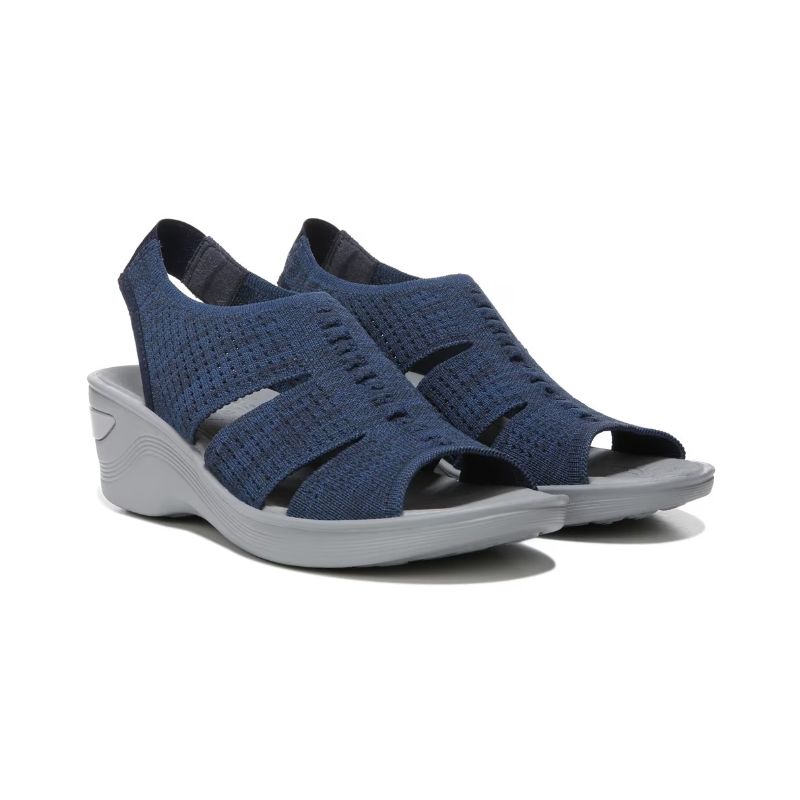 Bzees Women's Double Up Slingback Wedge Sandal-Navy Knit | Canada Outlet