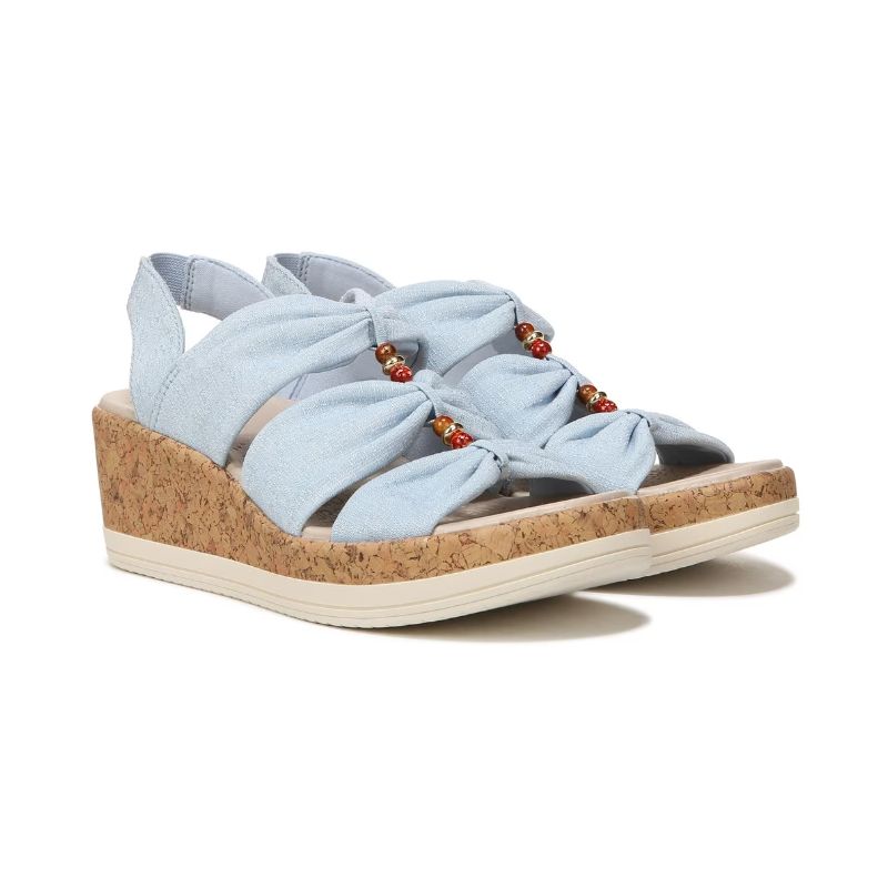 Bzees Women's Roma Sandal Wedge-Blue Fabric | Canada Outlet