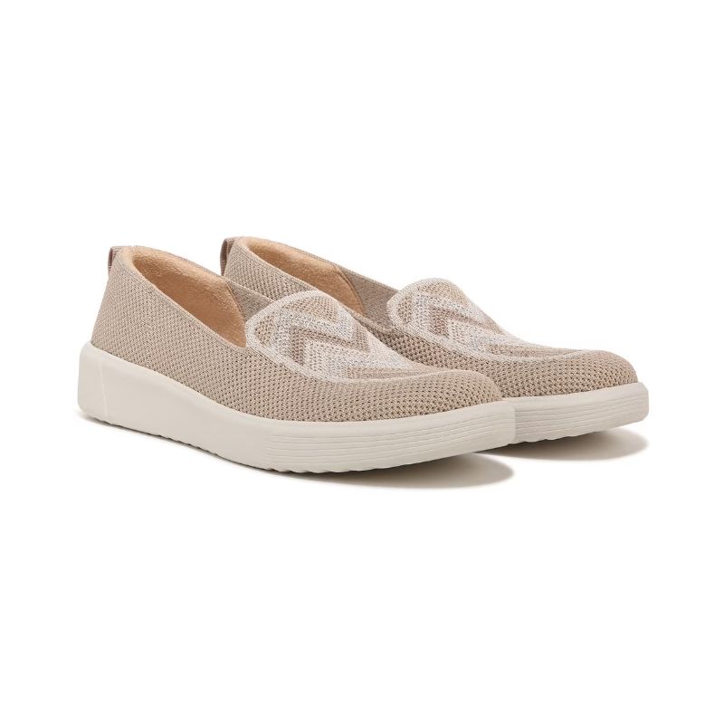 Bzees Women's March On Moc Slip On-Beige Chevron Knit | Canada Outlet