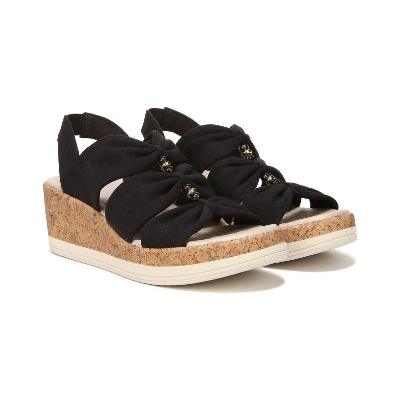 Bzees Women's Roma Sandal Wedge-Black Fabric | Canada Outlet