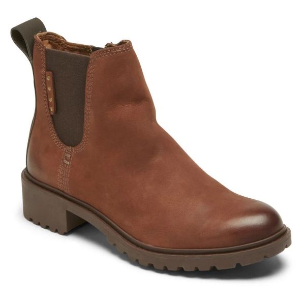 FREE SHIPPING COBB HILL WOMEN'S WINTER WATERPROOF CHELSEA BOOT-REDWOOD NUBUCK WP