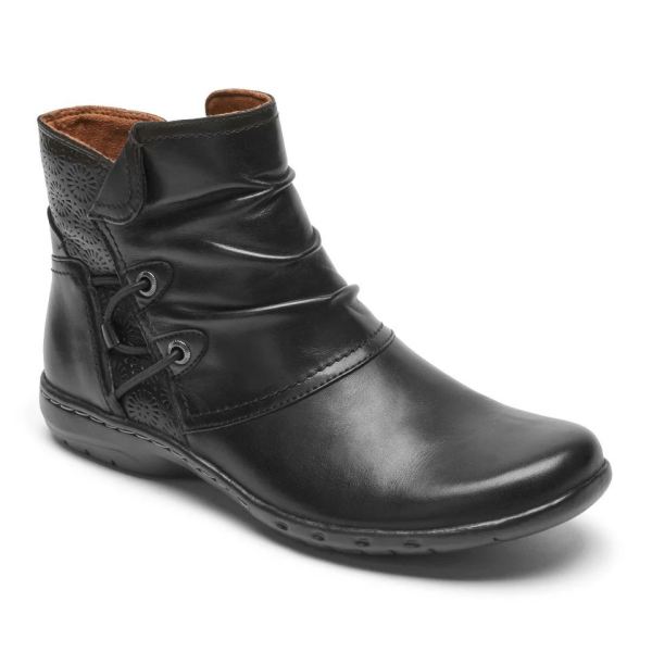 FREE SHIPPING COBB HILL WOMEN'S PENFIELD RUCHED BOOT-BLACK LEATHER