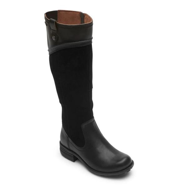 FREE SHIPPING COBB HILL WOMEN'S BRUNSWICK WATERPROOF WIDE CALF TRAIL BOOT-BLACK LTHR/SUEDE WP