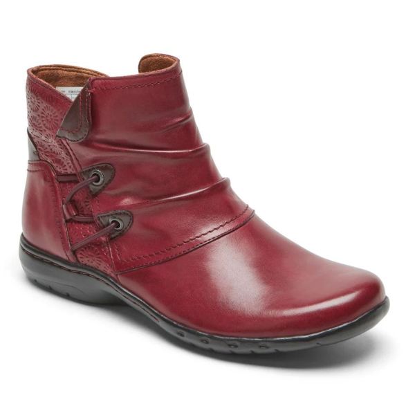 FREE SHIPPING COBB HILL WOMEN'S PENFIELD RUCHED BOOT-RED LEATHER
