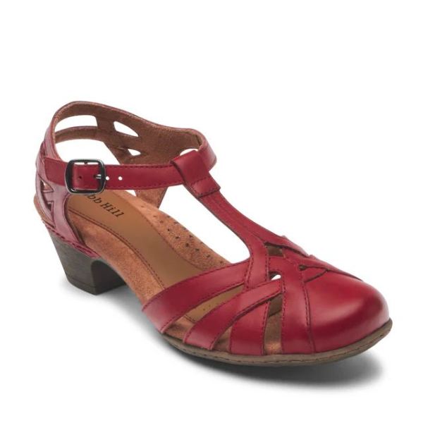 FREE SHIPPING COBB HILL WOMEN'S AUBREY T-STRAP HEEL-RED