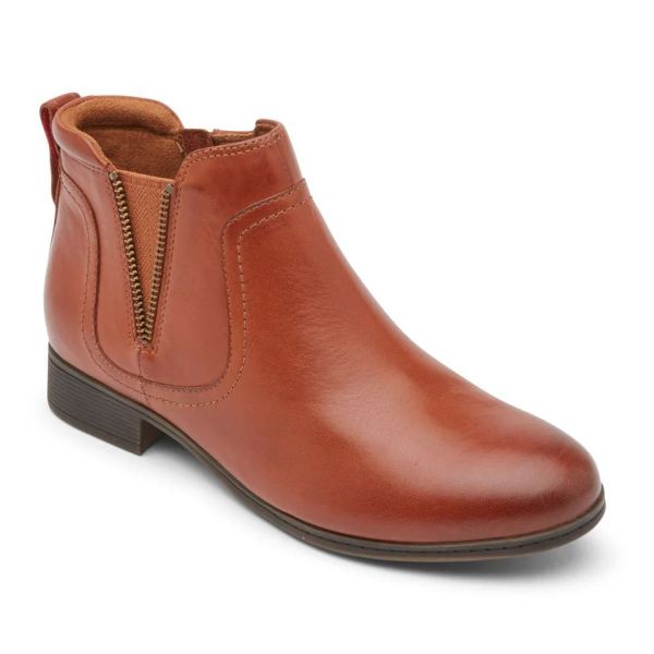 FREE SHIPPING COBB HILL WOMEN'S CROSBIE GORE BOOTIE-TOFFEE TAN LTHR