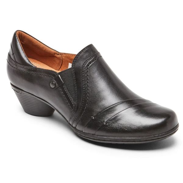 FREE SHIPPING COBB HILL WOMEN'S LAUREL SLIP-ON SHOE-BLACK LEATHER
