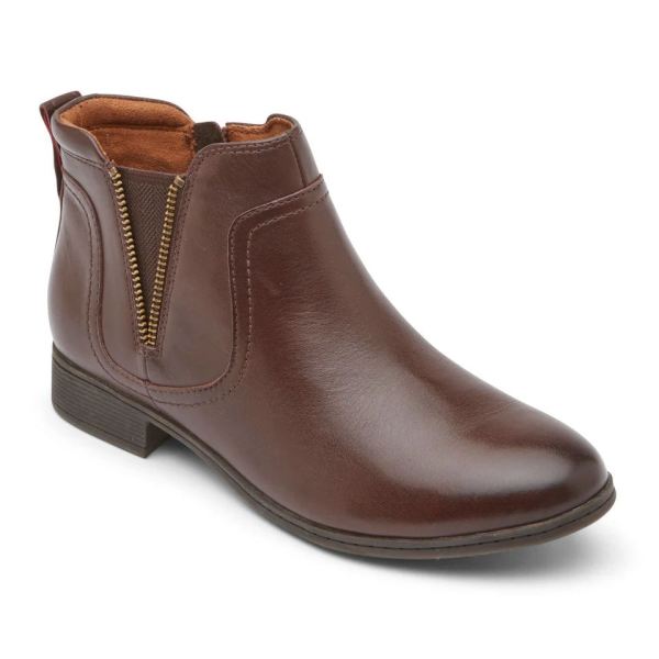 FREE SHIPPING COBB HILL WOMEN'S CROSBIE GORE BOOTIE-BROWN LTHR