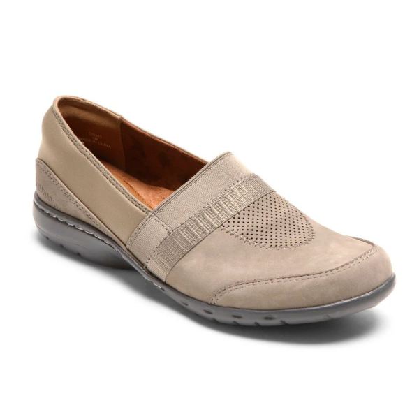 FREE SHIPPING COBB HILL WOMEN'S PENFIELD A-LINE SLIP-ON SHOE-TAUPE NUBUCK