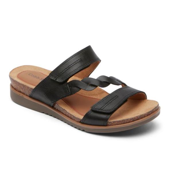 FREE SHIPPING COBB HILL WOMEN'S MAY ASYMMETRICAL SLIDE-BLACK