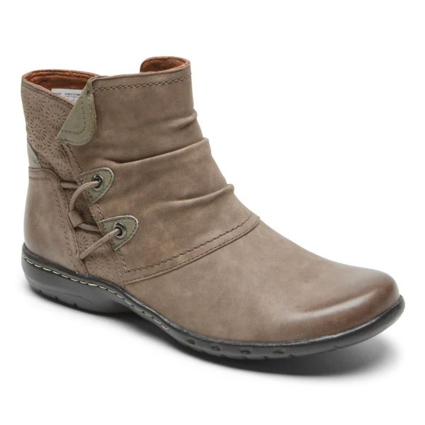 FREE SHIPPING COBB HILL WOMEN'S PENFIELD RUCHED BOOT-STONE NUBUCK