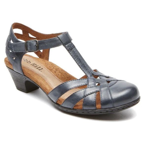 FREE SHIPPING COBB HILL WOMEN'S AUBREY T-STRAP HEEL-NAVY