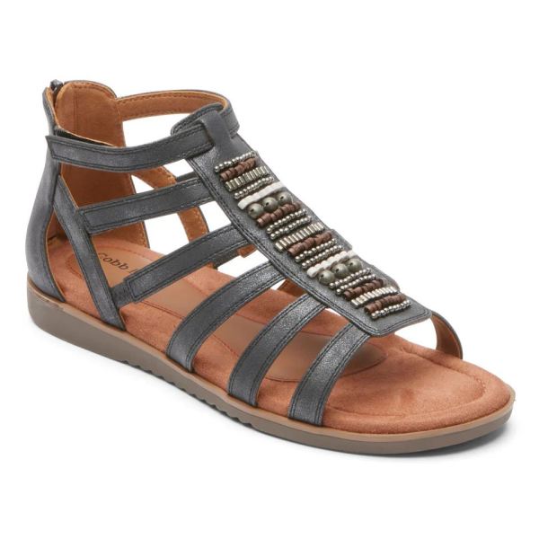 FREE SHIPPING COBB HILL WOMEN'S ZION GLADIATOR SANDAL-BLACK METALLIC ECO