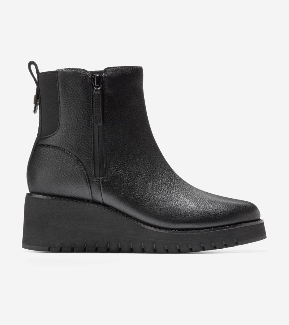 Cole Haan Free Shipping Women's ZEROGRAND City Wedge Side Zip Boot - Black