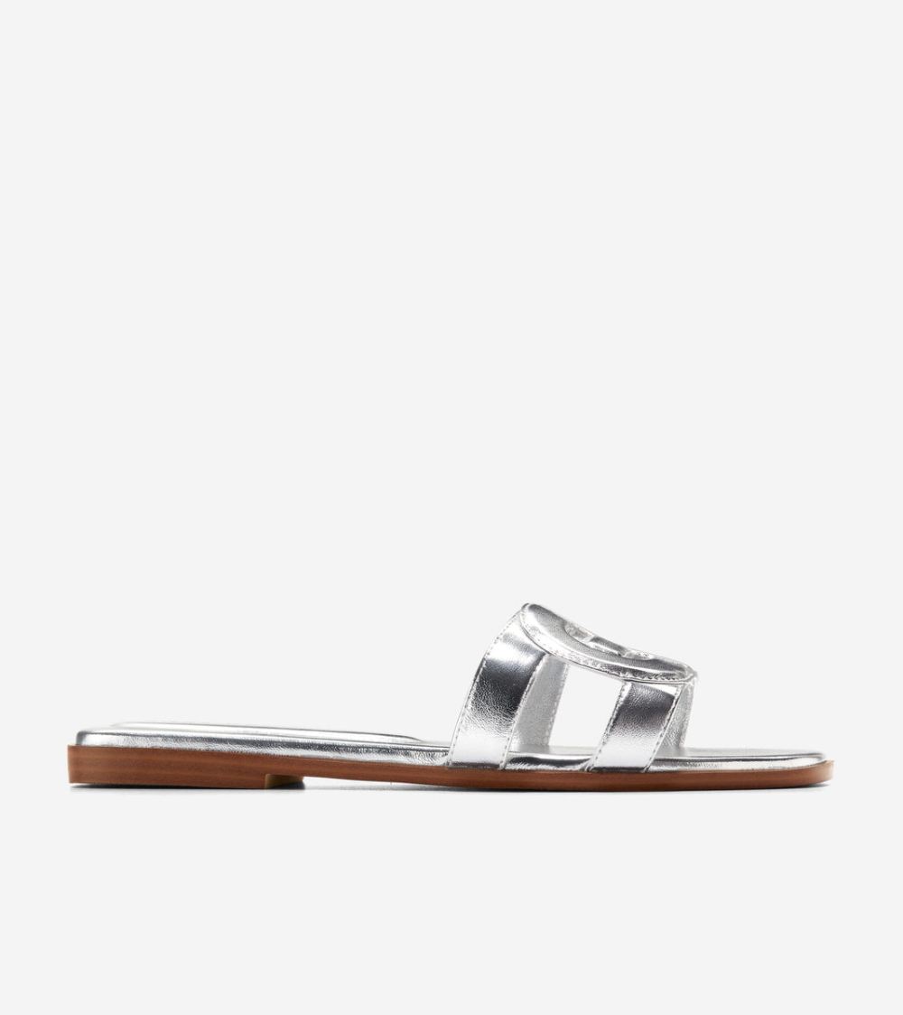 Cole Haan Free Shipping Women's Chrisee Slide Sandals - Silver