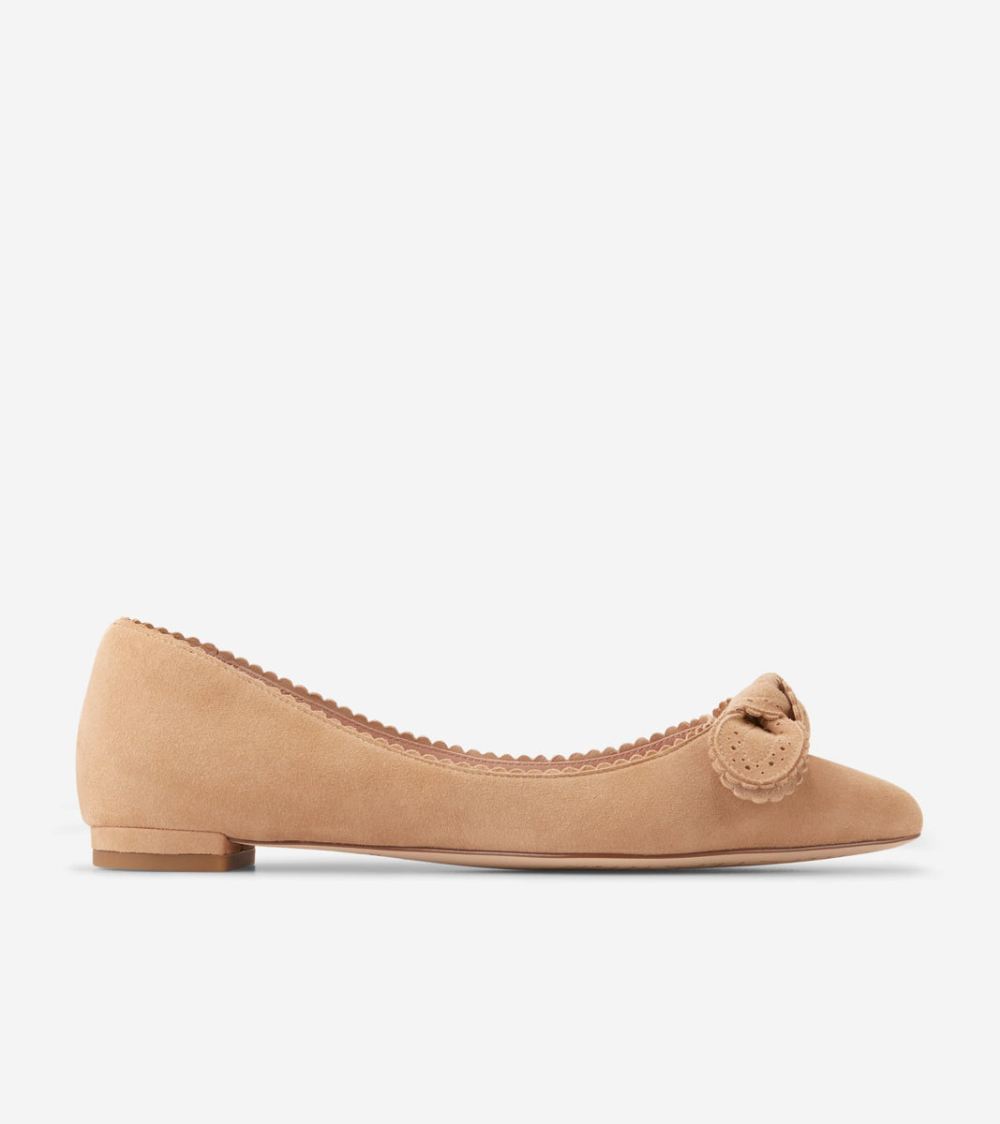 Cole Haan Free Shipping Women's Bellport Bow Skimmer Flats - Blush Tan