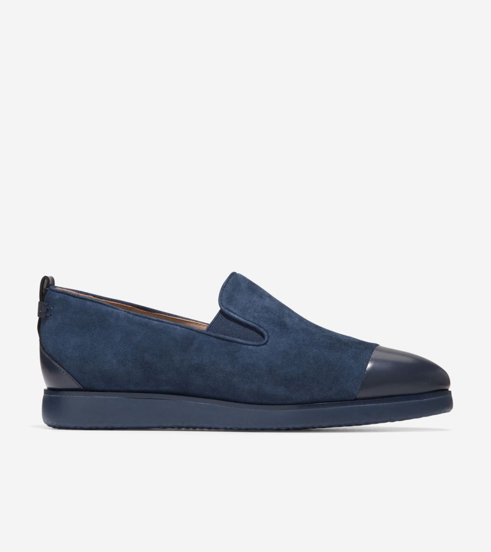 Cole Haan Free Shipping Women's Grand Ambition Slip-On Loafer - Navy Blazer Suede