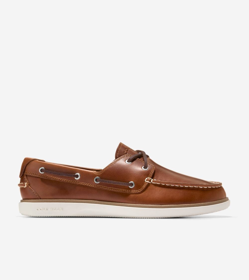 Cole Haan Free Shipping Men's GrandPro Windward Boat Shoes - British Tan-Madeira-Ivory
